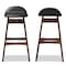 Baxton Studio Bloom Black Upholstered Walnut Finishing 30-Inches Bar Stool, PK2 123-6797 - alternate 1